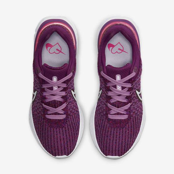 Women's Nike React Infinity Run Flyknit 3 Road Running Shoes Light Burgundy / Pink / White | NK017STA