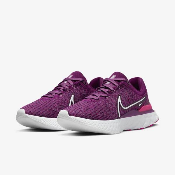 Women's Nike React Infinity Run Flyknit 3 Road Running Shoes Light Burgundy / Pink / White | NK017STA