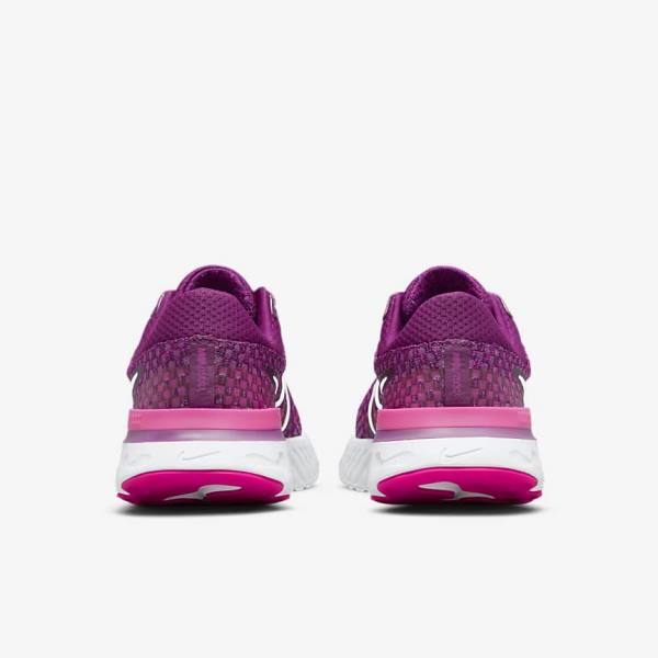 Women's Nike React Infinity Run Flyknit 3 Road Running Shoes Light Burgundy / Pink / White | NK017STA