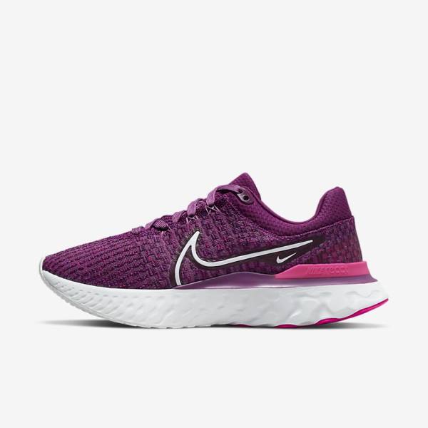 Women\'s Nike React Infinity Run Flyknit 3 Road Running Shoes Light Burgundy / Pink / White | NK017STA