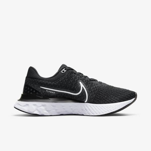 Women's Nike React Infinity Run Flyknit 3 Road Running Shoes Black / White | NK583DCR