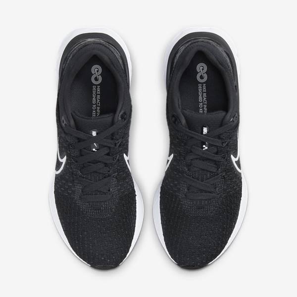 Women's Nike React Infinity Run Flyknit 3 Road Running Shoes Black / White | NK583DCR