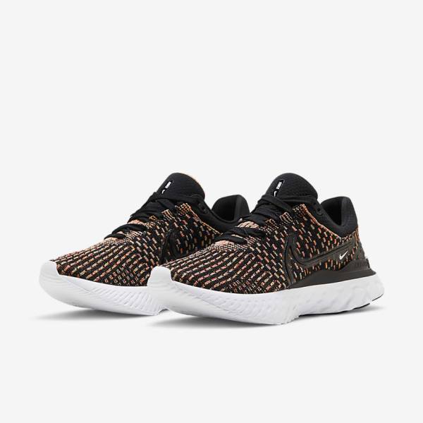 Women's Nike React Infinity Run Flyknit 3 Road Running Shoes Black / Blue / Pink / White | NK639QVX