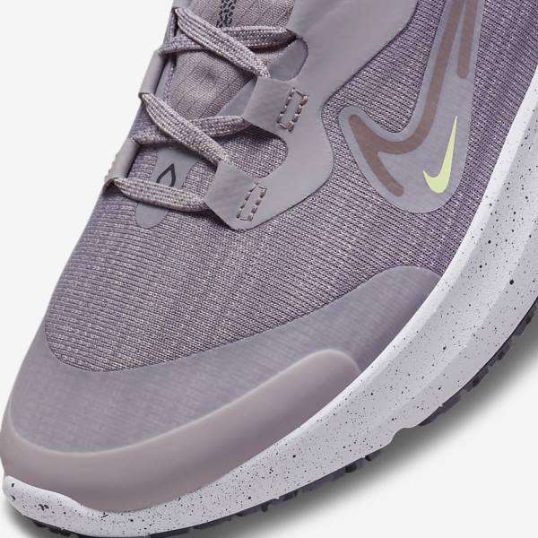 Women's Nike React Miler 2 Shield Weatherised Road Running Shoes Grey / Orange / Purple | NK839QPE