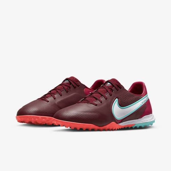 Women's Nike React Tiempo Legend 9 Pro TF Turf Football Shoes Red / Light Red / White | NK563BGI