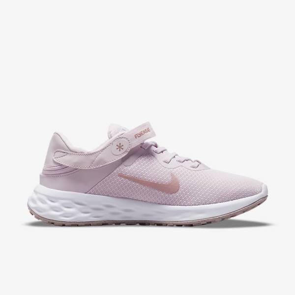 Women's Nike Revolution 6 FlyEase Next Nature Easy On-Off Road Running Shoes Light Purple / White | NK498MRV