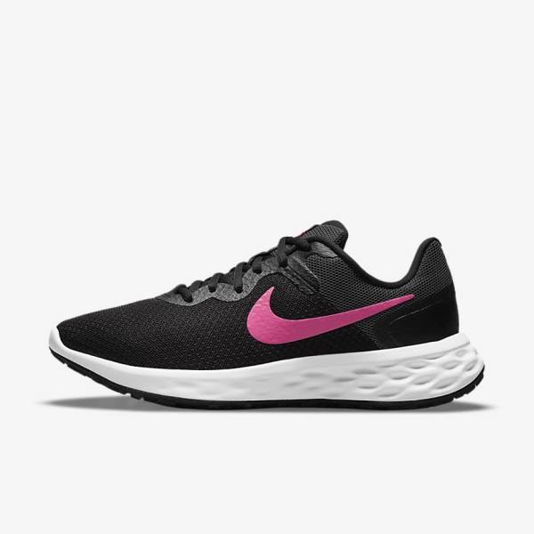 Women\'s Nike Revolution 6 Next Nature Road Running Shoes Black / Grey / Pink | NK623XBM