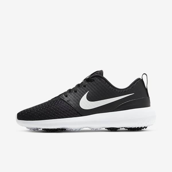 Women\'s Nike Roshe G Golf Shoes Black / White / Metal White | NK582WDP