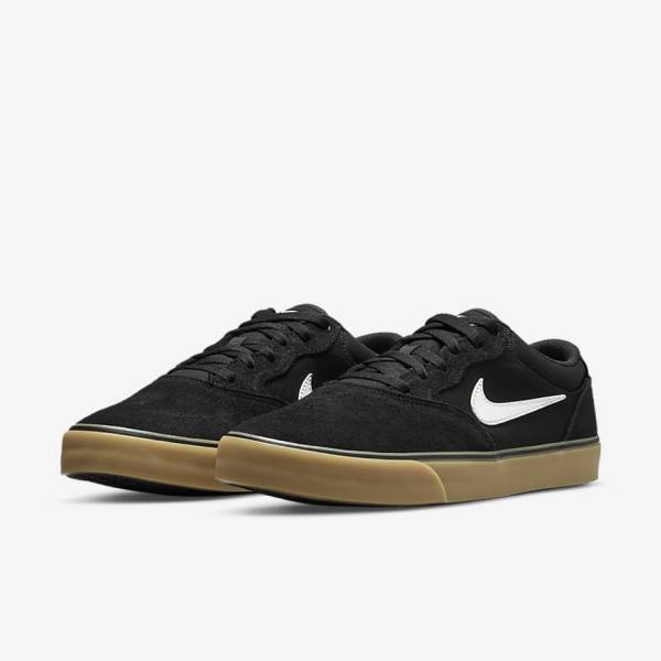 Women's Nike SB Chron 2 Skate Shoes Black / Light Brown / White | NK657STL