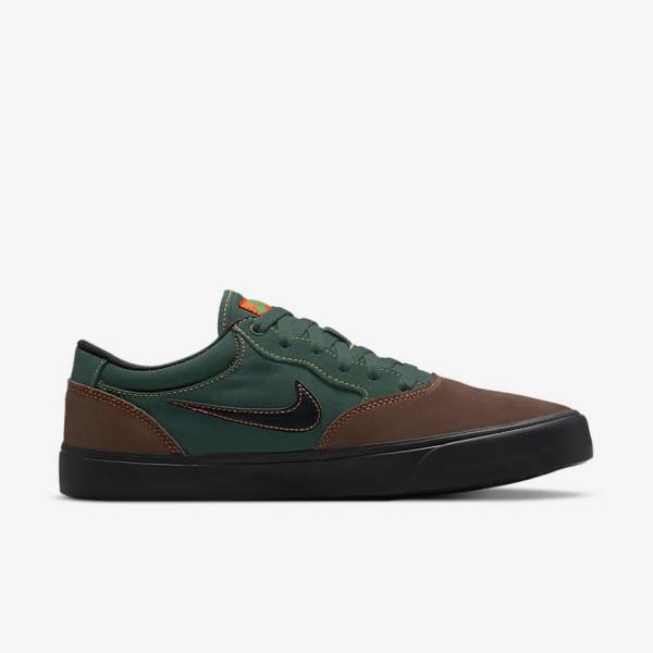 Women's Nike SB Chron 2 Skate Shoes Light Chocolate / Green / Orange / Black | NK438ZBK