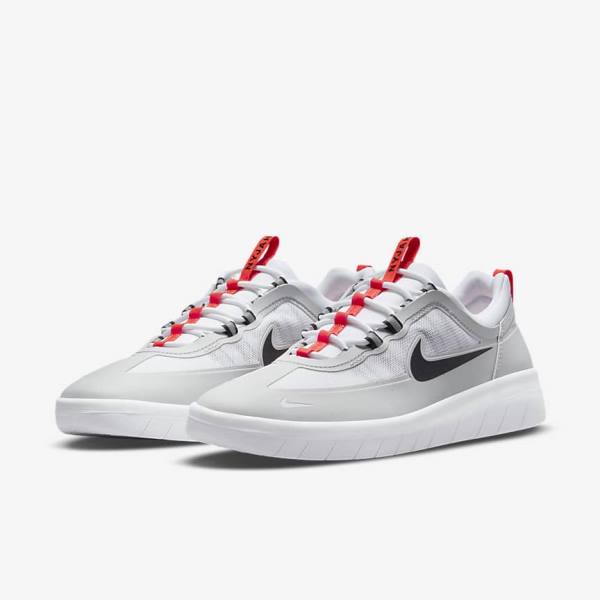 Women's Nike SB Nyjah Free 2 Skate Shoes Grey / White / Light Red / Black | NK631QLO