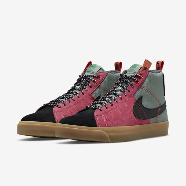 Women's Nike SB Zoom Blazer Mid Premium Skate Shoes White / Brown / Black | NK265DSZ