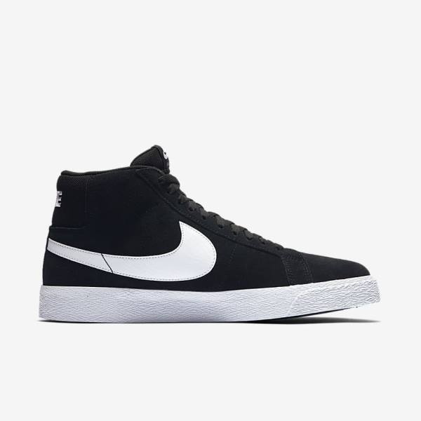 Women's Nike SB Zoom Blazer Mid Skate Shoes Black / White | NK519NZX