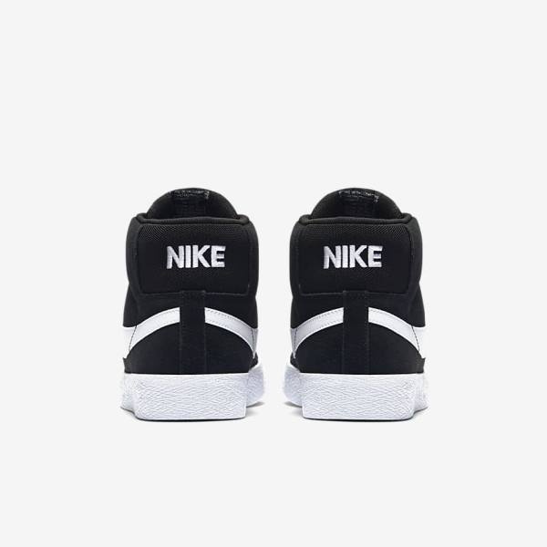 Women's Nike SB Zoom Blazer Mid Skate Shoes Black / White | NK519NZX