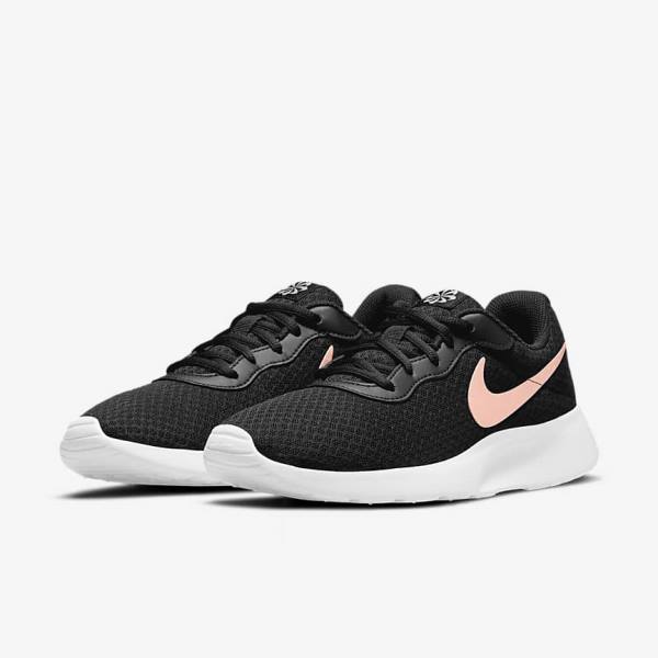 Women's Nike Tanjun Sneakers Black / White / Metal Red Brown | NK941IQV