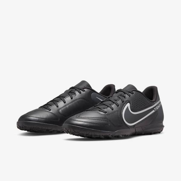 Women's Nike Tiempo Legend 9 Club TF Turf Football Shoes Black / Dark Grey | NK920COY