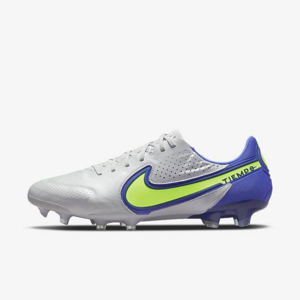 Women\'s Nike Tiempo Legend 9 Elite FG Firm-Ground Football Shoes Grey / Blue | NK531QIU