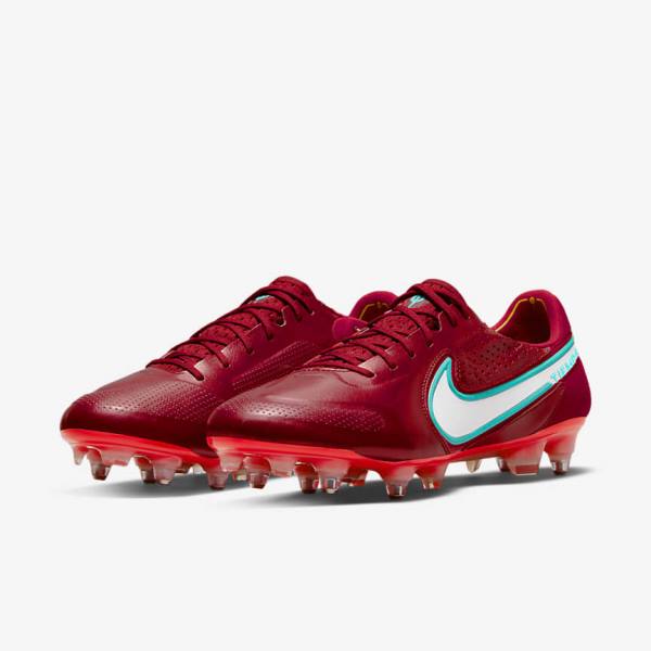 Women's Nike Tiempo Legend 9 Elite SG-Pro AC Soft-Ground Football Shoes Red / Light Red / White | NK690HCA