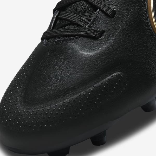 Women's Nike Tiempo Legend 9 Pro FG Firm-Ground Football Shoes Black / Dark Grey / Metal Gold / Metal Dark Grey | NK236QXS