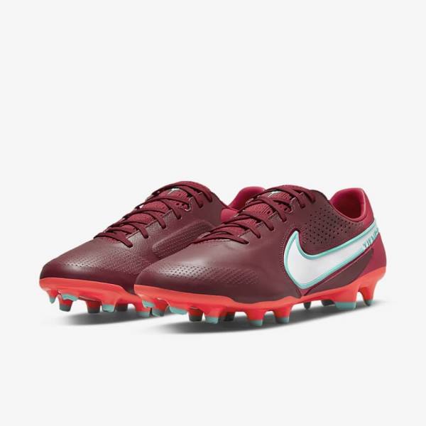 Women's Nike Tiempo Legend 9 Pro FG Firm-Ground Football Shoes Red / White | NK630GLY