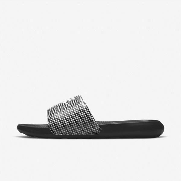 Women\'s Nike Victori One Print Slides Black / White | NK038FWN