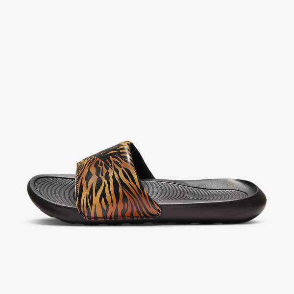 Women\'s Nike Victori One Print Slides Black | NK042DNZ