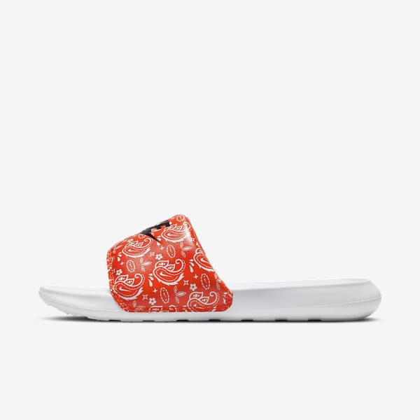 Women\'s Nike Victori One Print Slides Orange / White / Black | NK897EOD