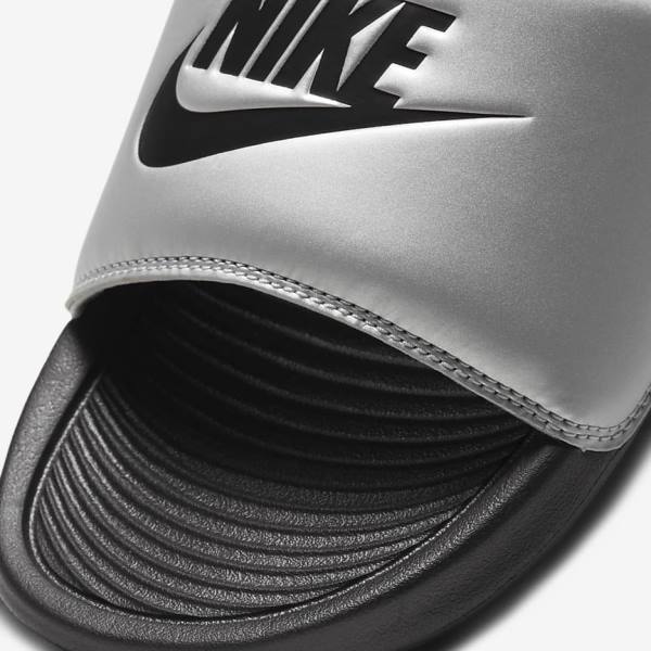 Women's Nike Victori One Slides Black / Metal Silver / Black | NK201JVY