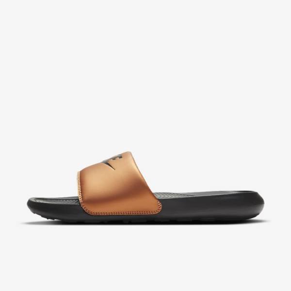 Women\'s Nike Victori One Slides Black / Metal Copper / Black | NK467ZTB