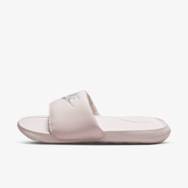 Women\'s Nike Victori One Slides Rose / Rose / Metal Silver | NK547BGS