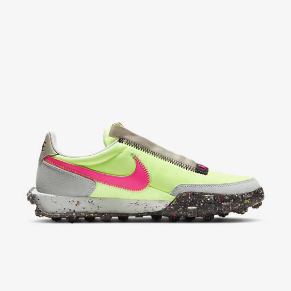 Women's Nike Waffle Racer Crater Sneakers Black / Green / Pink | NK865SXN