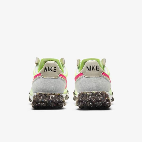 Women's Nike Waffle Racer Crater Sneakers Black / Green / Pink | NK865SXN