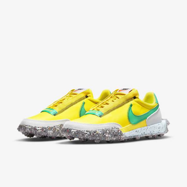 Women's Nike Waffle Racer Crater Sneakers Yellow / Blue / Green | NK925JTO