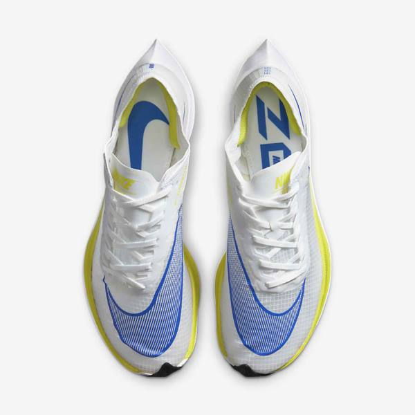 Women's Nike ZoomX Vaporfly NEXT% Road Racing Running Shoes White / Black / Blue | NK271YDU