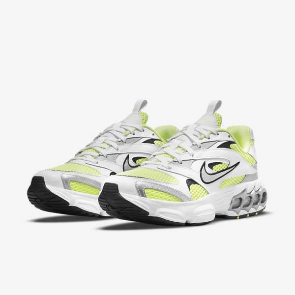 Women's Nike Zoom Air Fire Sneakers White / Light Lemon / Black / Metal Silver | NK964ZRY