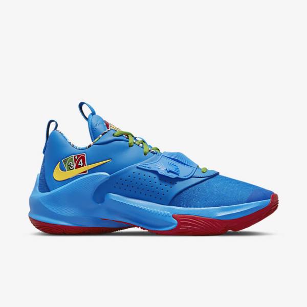 Women's Nike Zoom Freak 3 Basketball Shoes Blue / White / Red / Black | NK368SHM