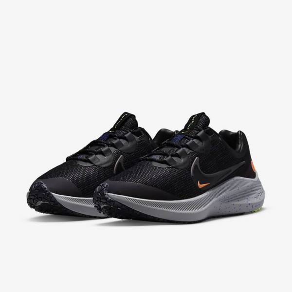 Women's Nike Zoom Winflo 8 Shield Weatherised Road Running Shoes Black / Orange / Purple | NK095EXZ