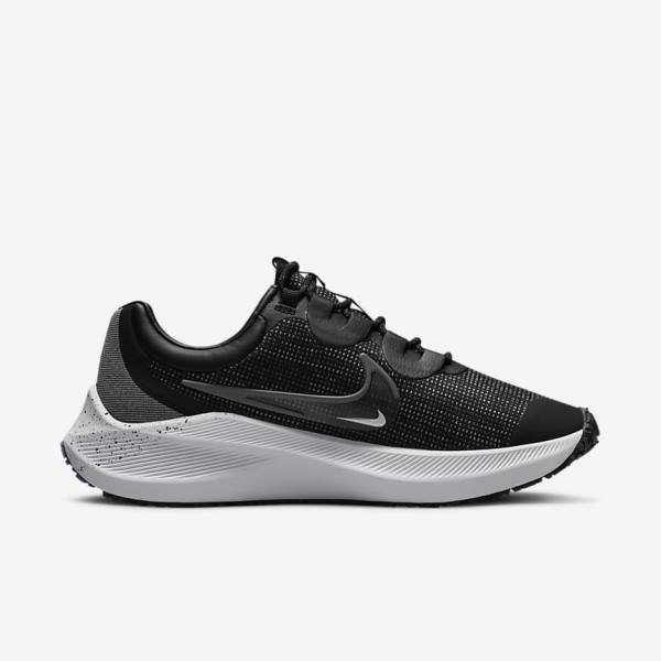 Women's Nike Zoom Winflo 8 Shield Weatherised Road Running Shoes Black / Metal Silver / Blue / Grey | NK709SEG