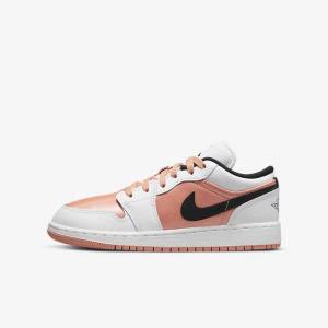 Kids' Nike Air Jordan 1 Low Older Sneakers White / Black | NK195LHK