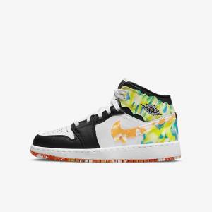 Kids' Nike Air Jordan 1 Mid SE Older Sneakers Black / Orange / White | NK682HWL