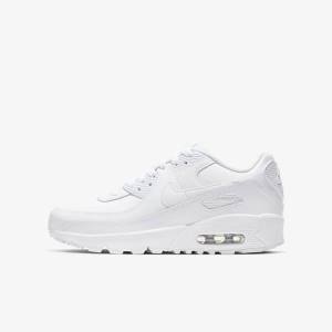 Kids' Nike Air Max 90 LTR Older Sneakers White / Metal Silver / White | NK069ARK