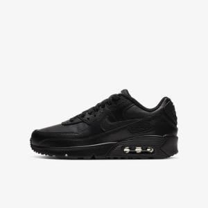 Kids' Nike Air Max 90 LTR Older Sneakers Black / White | NK634GMT