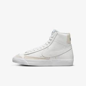 Kids' Nike Blazer Mid 77 Older Sneakers White / Light Brown / White | NK592QMS