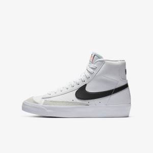 Kids' Nike Blazer Mid 77 Older Sneakers White / Orange / Black | NK639PSB