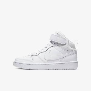 Kids' Nike Court Borough Mid 2 Older Sneakers White | NK052LHD