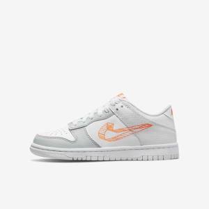 Kids' Nike Dunk Low SE Older Sneakers White / Platinum / Orange | NK403OZT