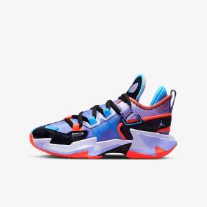 Kids' Nike Jordan Why Not Zer0.5 Older Basketball Shoes Black / Blue / Light Red | NK305KRS