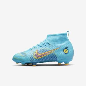 Kids' Nike Jr. Mercurial Superfly 8 Pro FG Younger and Older Firm-Grounds Football Shoes Blue / Orange | NK502HKL