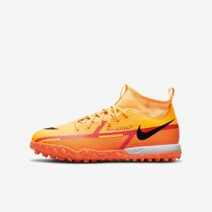 Kids' Nike Jr. Phantom GT2 Academy Dynamic Fit TF Older Turf Football Shoes Orange / Light Red / Black | NK618IDH