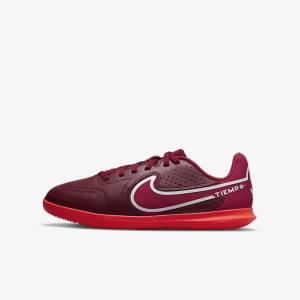 Kids' Nike Jr. Tiempo Legend 9 Club IC Older Indoor-Court Football Shoes Red / Light Red | NK457JAC